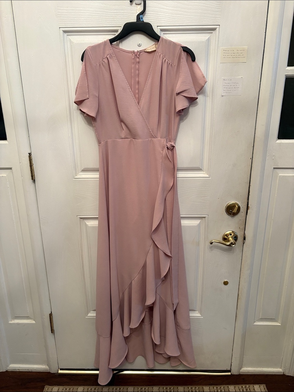 Altar'd State Dusty Rose Wrap Ruffle Maxi Dress